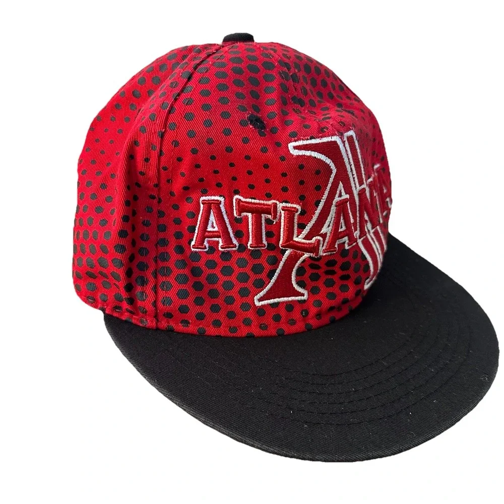 Atlanta Braves Vintage Snapback Hat Cap Black Red Splatter‎